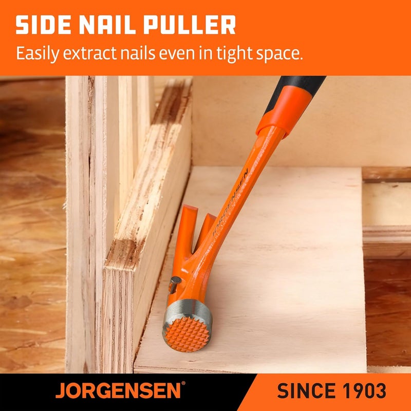 Jorgensen 16 oz Straight Claw Hammer, Rip Claw Hammer with Milled Face & Shock Absorbing Grip, Heavy Duty One-piece Forged Hammer - Image 5